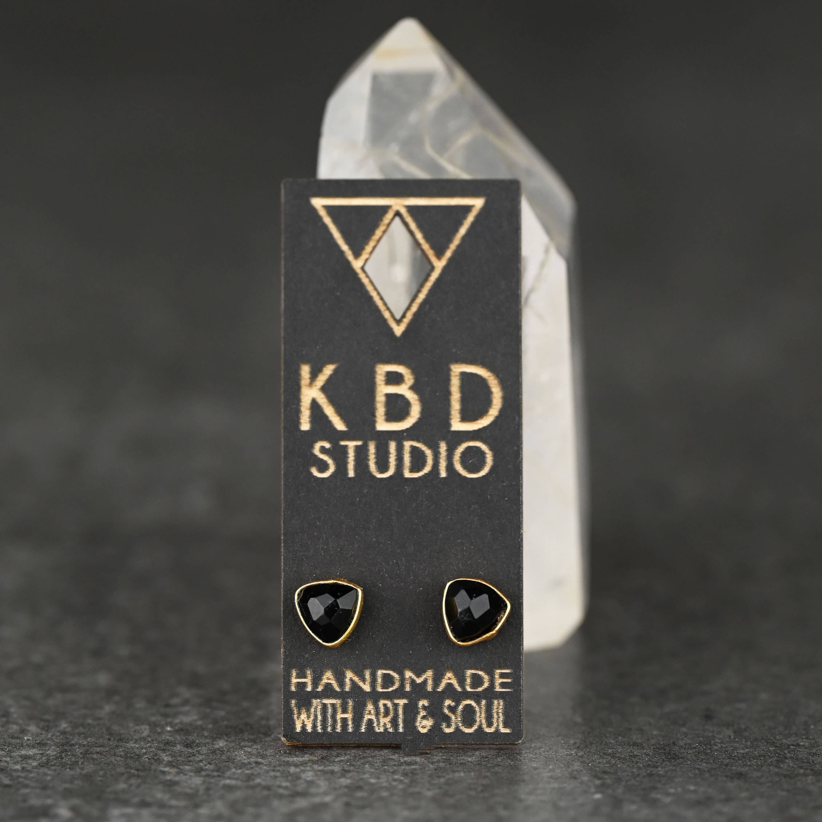 KBD Studio - Wholesale Stud/Post Earrings - Minimalist Semi Precious Triangle Gemstone Studs (5mm)6