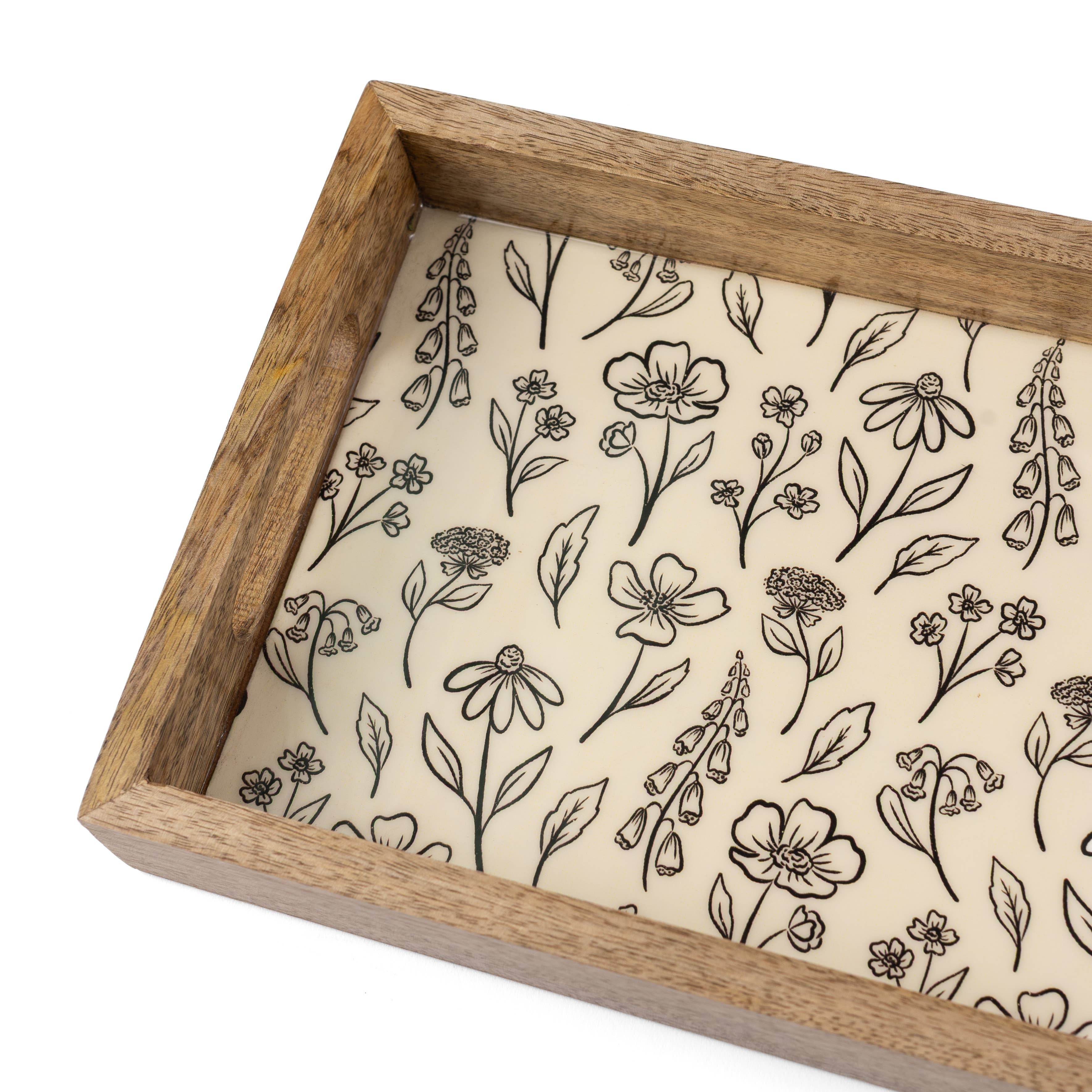 Elyse Breanne Design - Wholesale Decorative tray - Pressed Floral Mango Wood Tray3