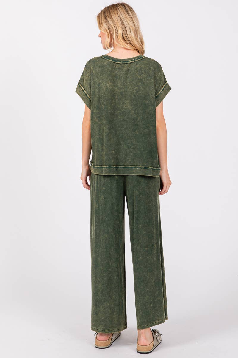 Sewn and Seen - Wholesale Lounge Set - Women's - MINERAL WASHED TOP AND PANTS RIB SETS34