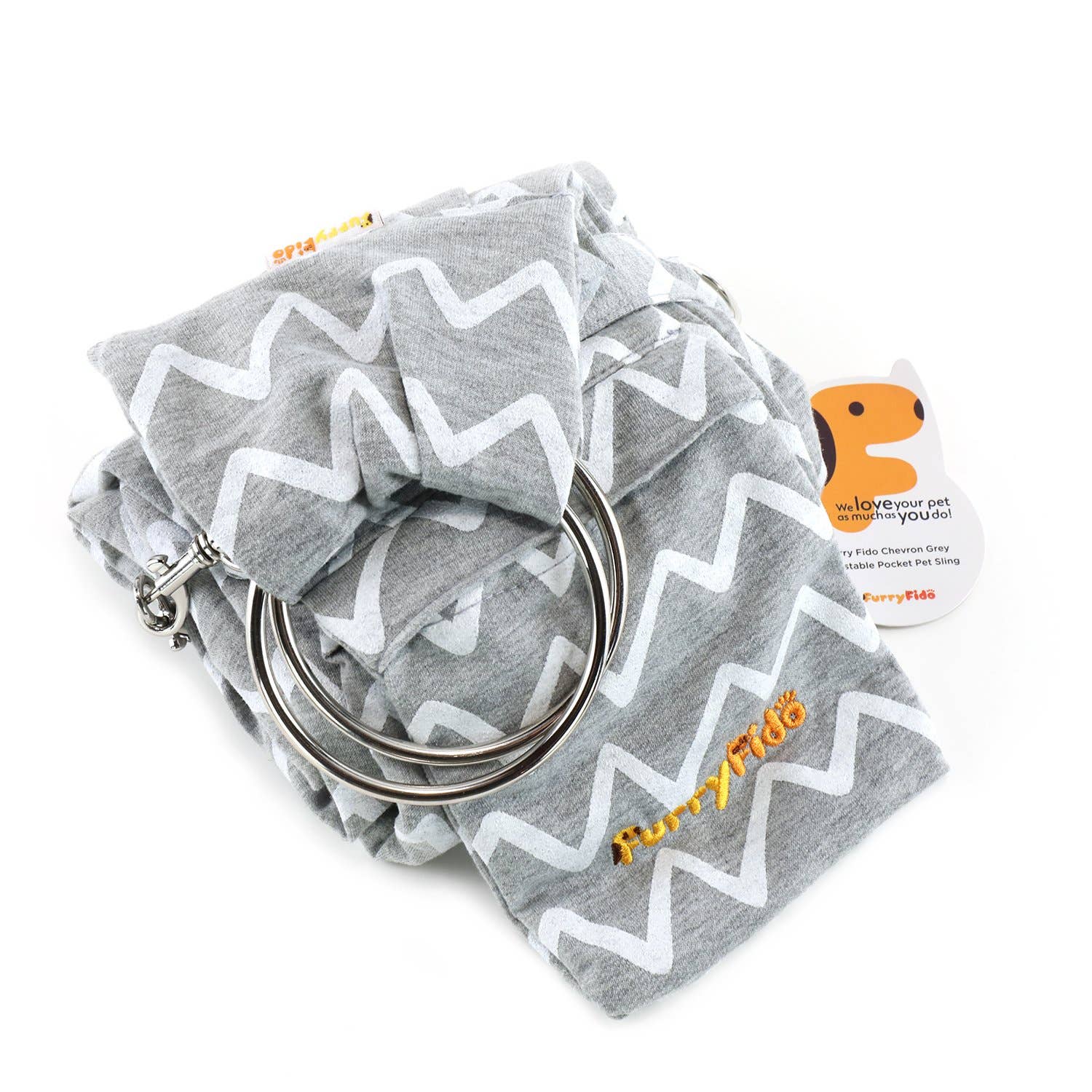 Furry Fido Pet Supplies - Wholesale Pet Carrier - Cat/Dog - Furry Fido Chevron Grey Adjustable Pocket Pet Sling4