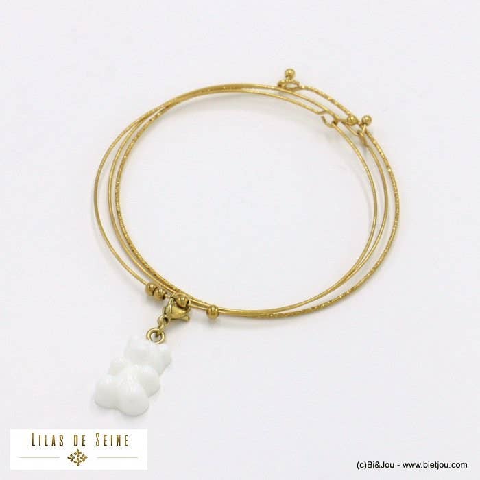 Lilas de Seine – wholesale Berlockarmband – 3 st steelarmband med marshmallow-nalle 02221460