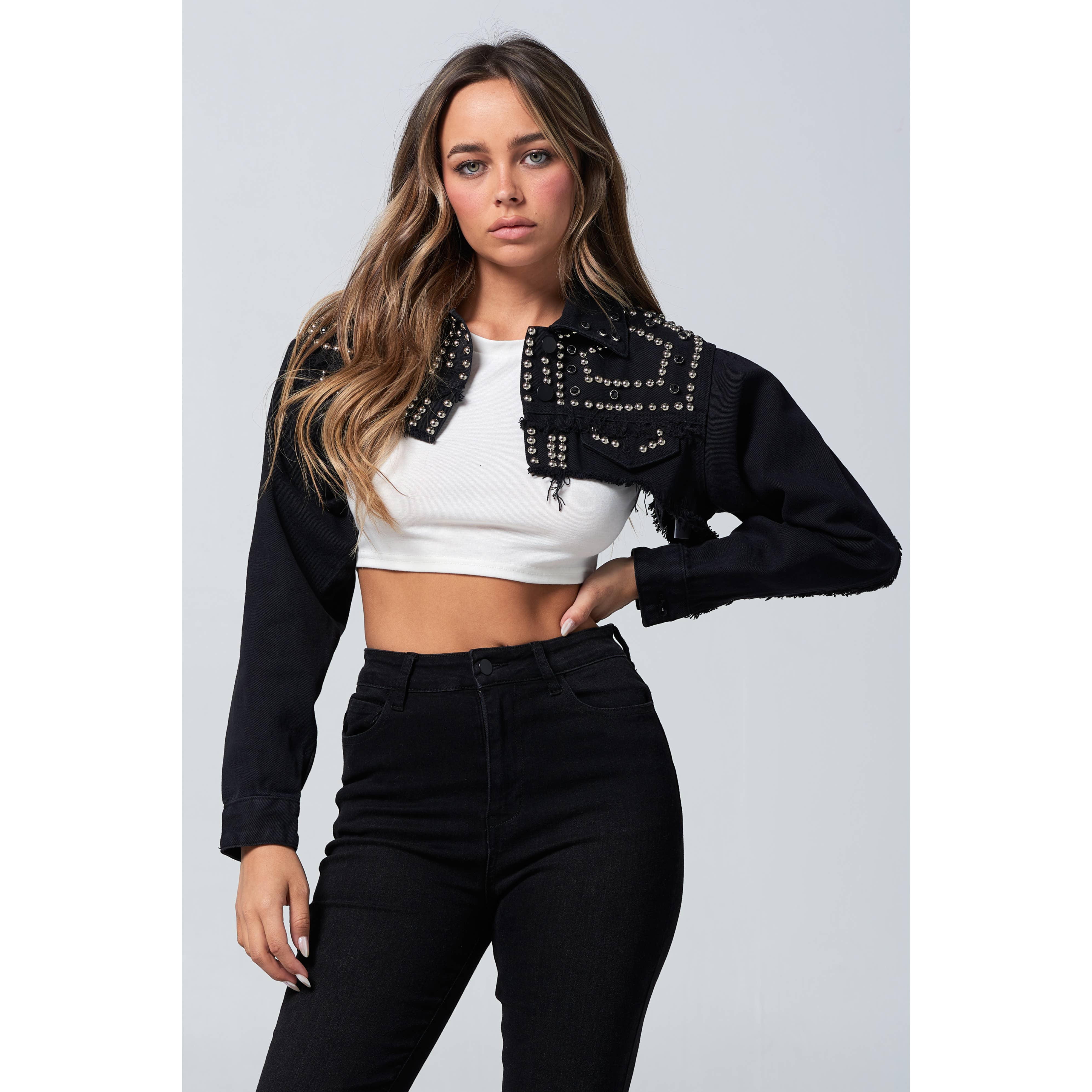 Blue Turtle - Wholesale Spijkerjack/spijkerjas - Dames - Cropjack met rock-'n-roll-studs, medium3