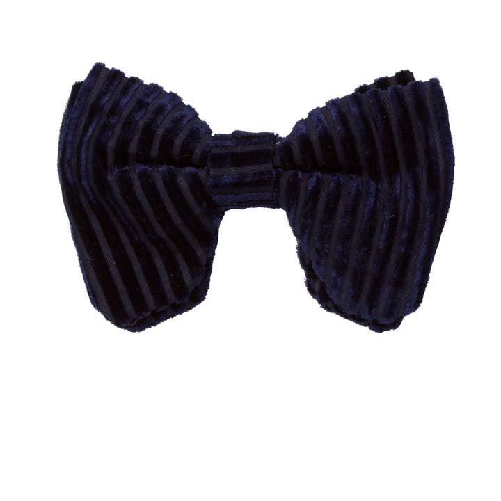 Project 6 NY Kids - Vendita all'ingrosso Fermaglio per capelli - Bambini - Papillon e fermaglio per capelli de La Bella e la Bestia, motivo a righe in velluto blu scuro