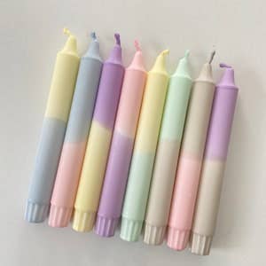 Miss Wildhorse - Wholesale Tapered Candle/Candlestick - Dip Dye Candles Pastel3