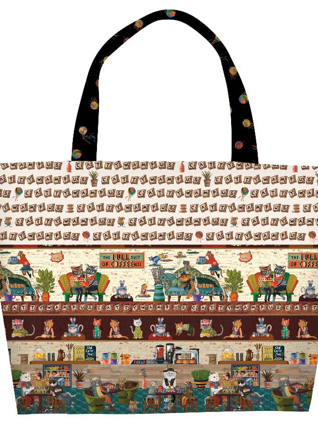 Cafe Kitty Tote Bag Pattern for wholesale by The Whimsical Workshop