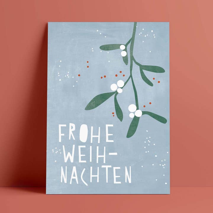 Postkort // Mistelten lyseblå for engroshandel hos Designfräulein