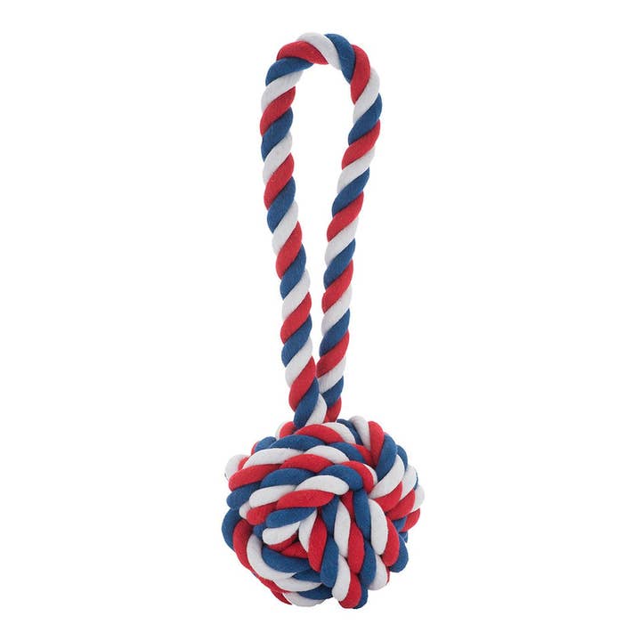 6" Red, White, Blue Celtic Knot - Rope Toy for wholesale by Jax & Bones