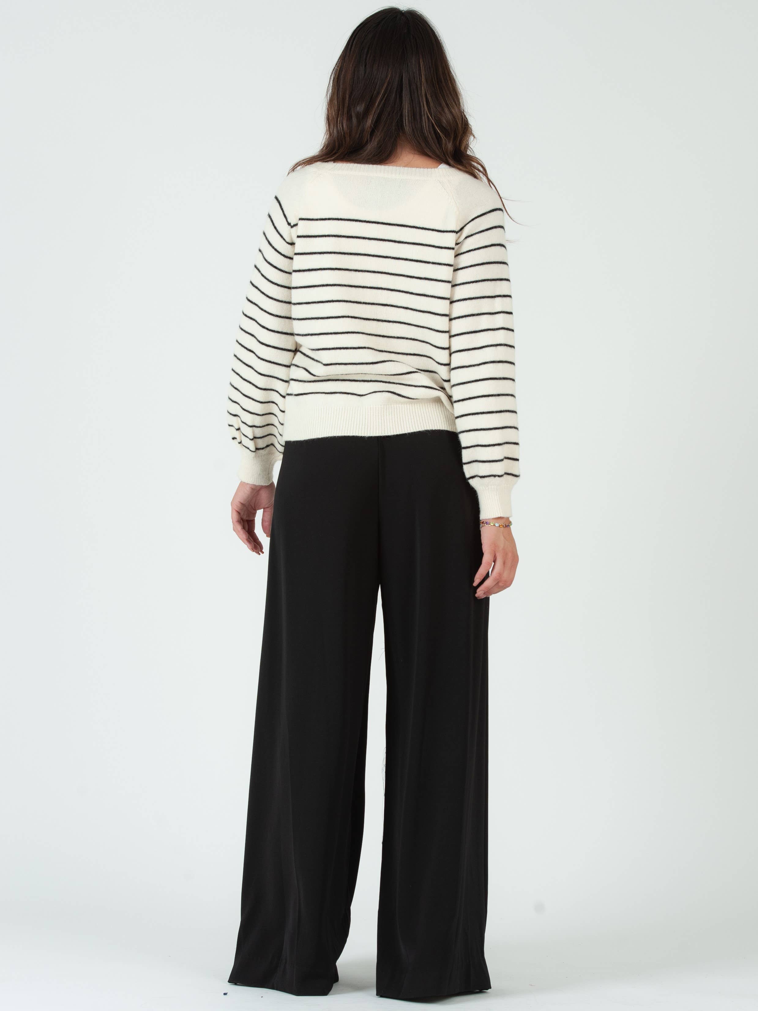 Lucca Couture - Vente Pantalon – femme - Pantalon à jambes larges tissé classique7