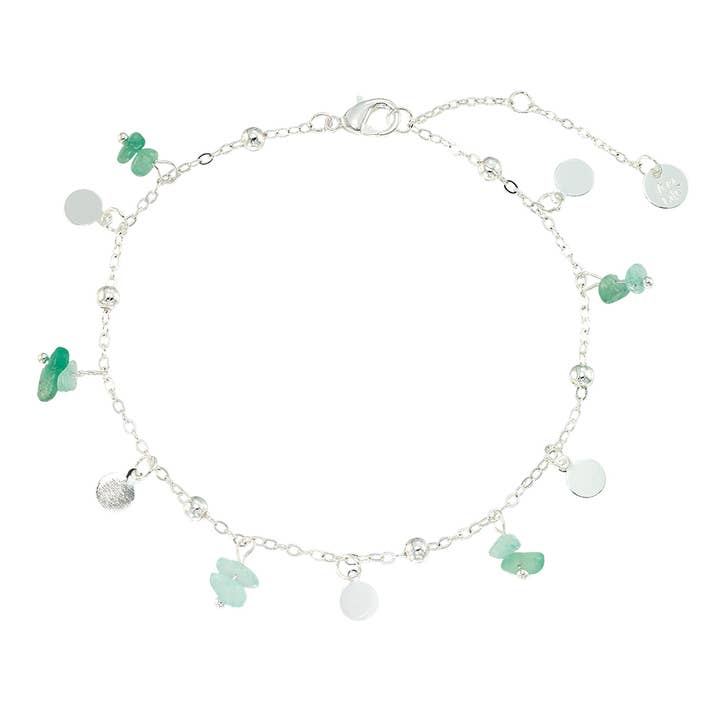 Lot de 12 bracelets de cheville en métal et pierre avec disque de 15 pouces pour la vente par World End Imports Jewelry & Gifts