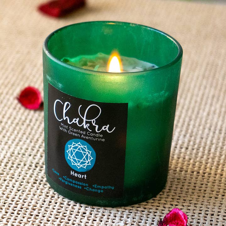 Heart Chakra Mint Aventurine Candle for wholesale by Pacific Trading