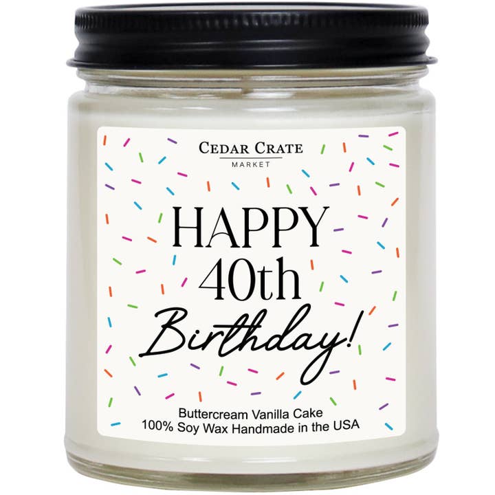 Happy 40th Birthday White Jar for wholesale by Cedar Crate Market