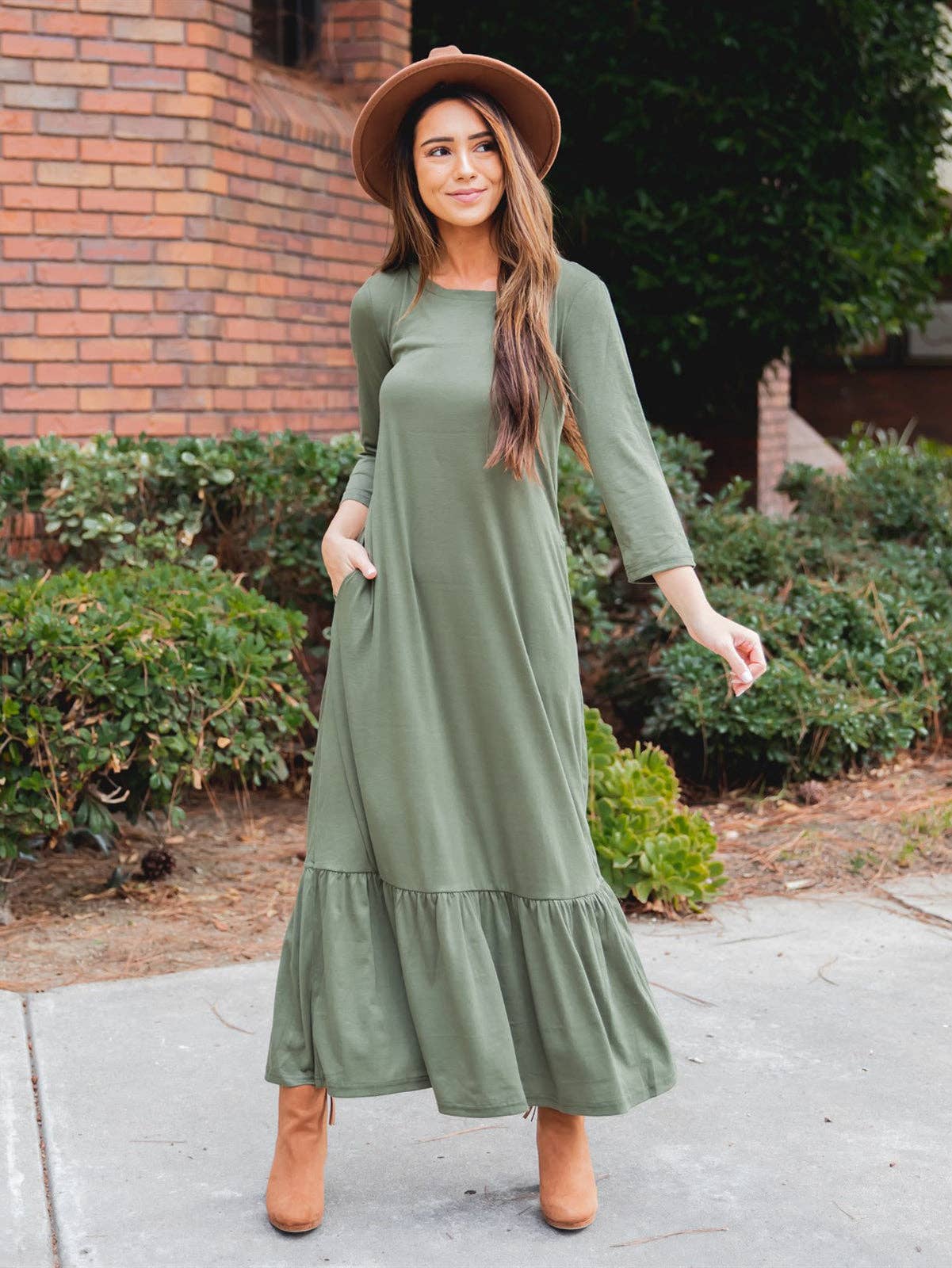 Tickled Teal - Wholesale Dress - Women's - 3/4 Sleeve Maxi Sander Dress10
