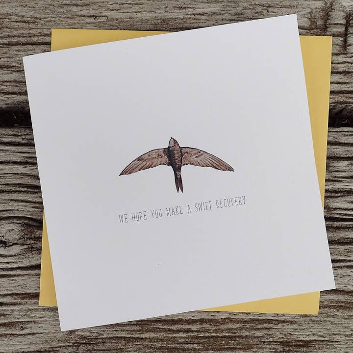 Make a Swift Recovery Blank Greetings Card for wholesale by Little Plover