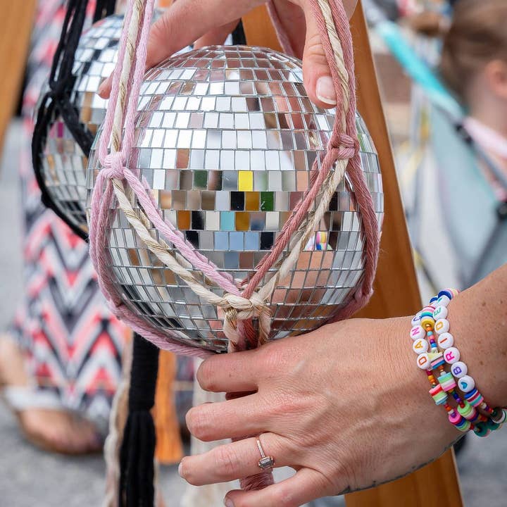 Rosie the Wanderer, Handmade Macramé - Wholesale Mobile - Macrame Disco Ball Hanger - choice of color5