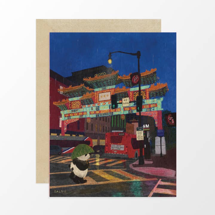 Greeting Card - Pandas in Chinatown for wholesale by Salgu