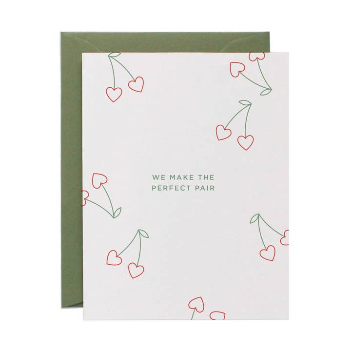 Love & Valentine's Card | The Perfect Pair Cherry Valentine for wholesale by Line & Kind Paper Co.