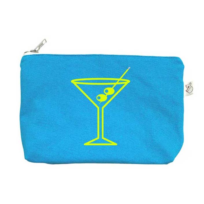 Quilted Koala – wholesale Make-up/cosmetic bag – Aqua Makeup Bag - Martini Glass - Yellow0
