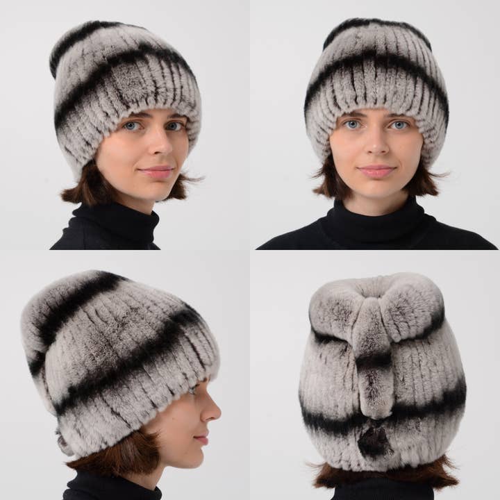 FurStyleUa - Wholesale Beanie - Dames - Dames konijnenbontmuts winter echte bontmuts gebreide bontmutsen