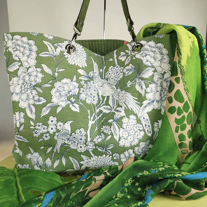 Supplement D'Am - Wholesale Tote Bag - Women's - Heritage reversible cotton bag with bird pattern