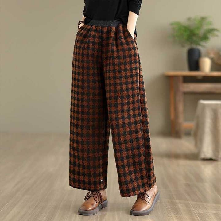 Losse geruite wollen broek voor wholesale door Mirazshoes WholeSale