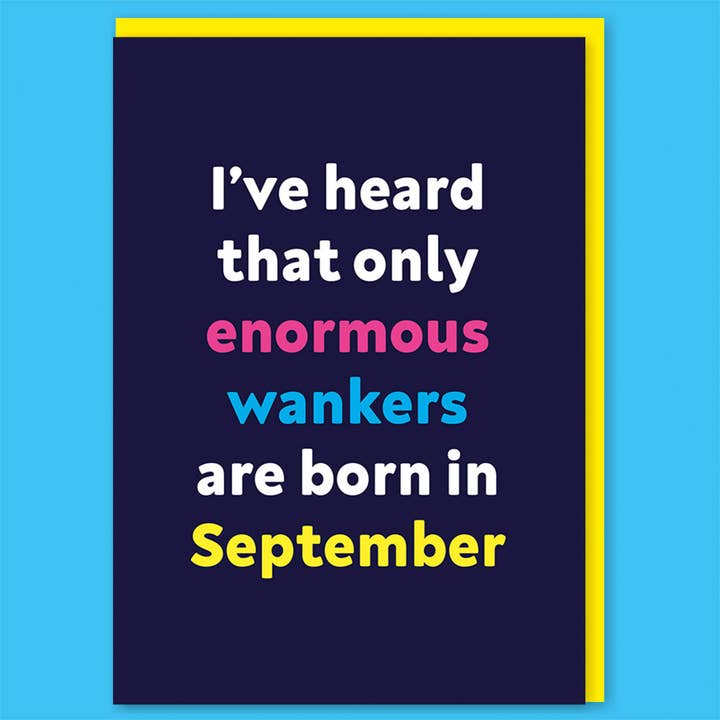 Enorme w* nkers september lykønskningskort for engroshandel hos Dean Morris Cards