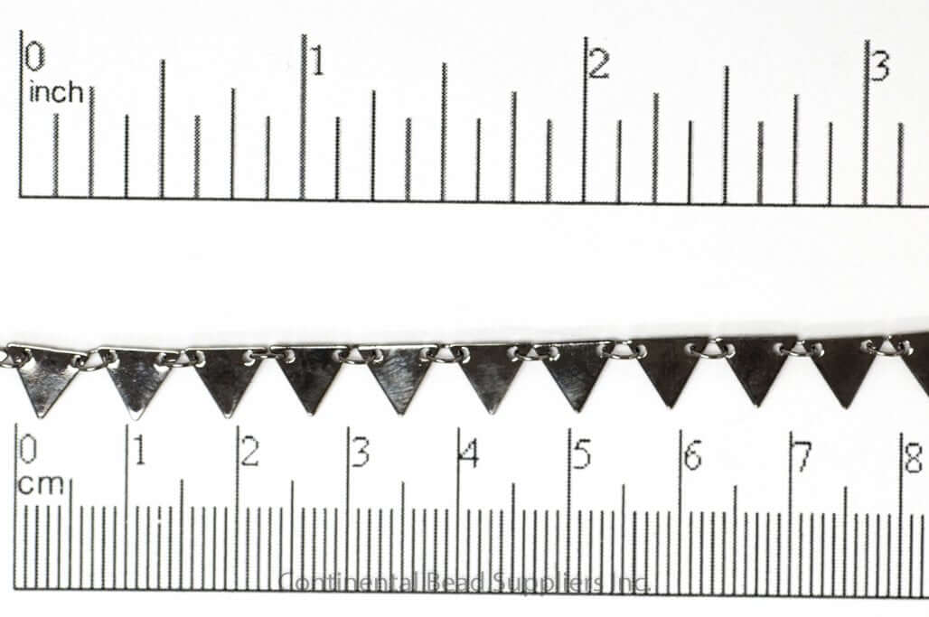 Continental Beads - Wholesale Craft Supplies - 7.25mm Solid Triangle Pennant Drop Specialty Chain Sold by The Foot - CH 9045