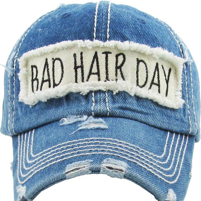 MiMi Wholesale - Wholesale Baseball Cap - Women's - KBV1073 'BAD HAIR DAY' Distressed Cotton Cap14