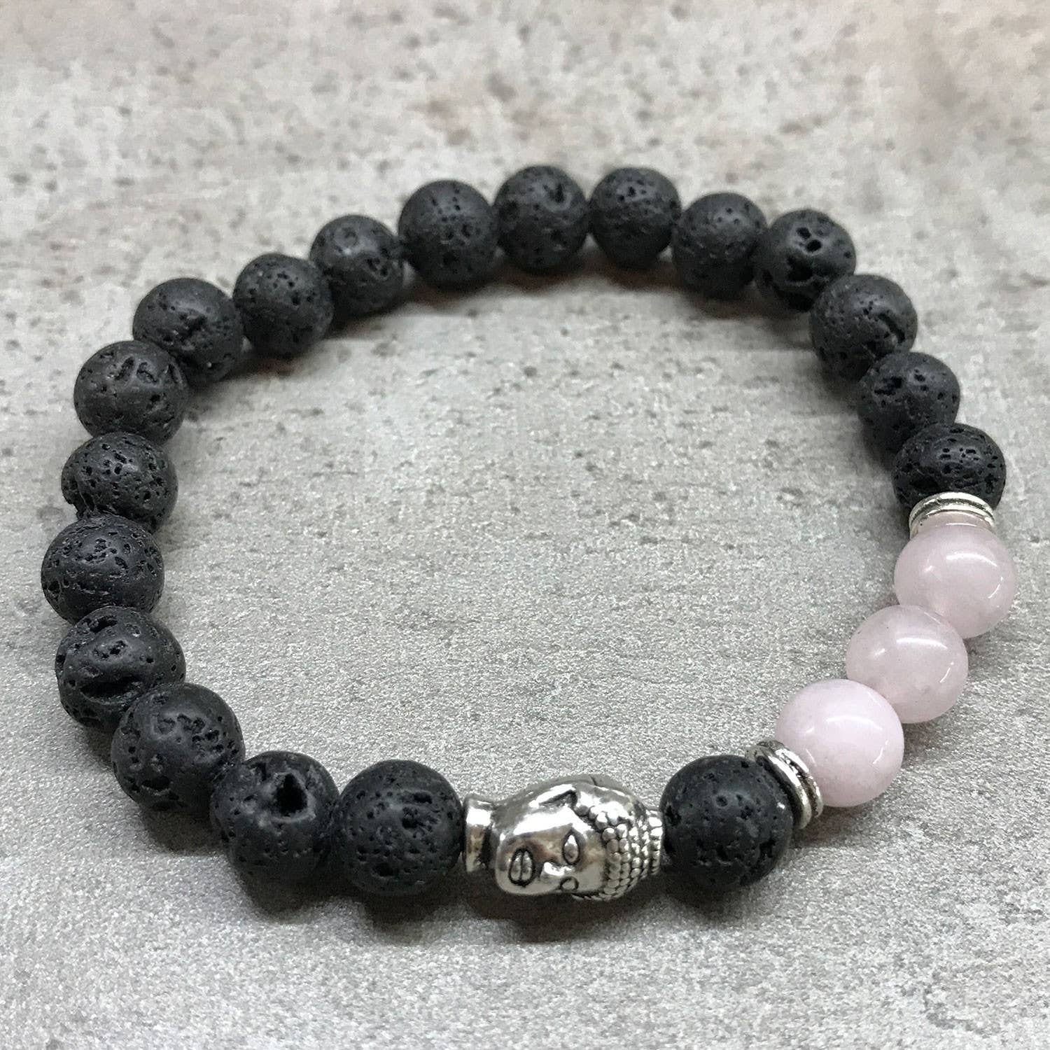 Ancient Wisdom – wholesale Beaded bracelet – Buddha Rose Quartz Lava Stone Beaded Bracelet1