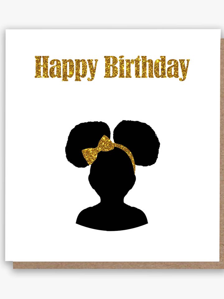 Cute Afro Bunches Happy Birthday Card for wholesale by All Shades