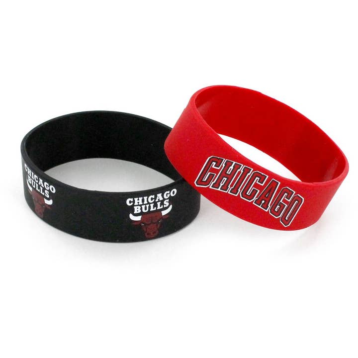 Aminco USA - Wholesale Wristband - NBA Chicago Bulls Wide Bracelet, 2-Pack