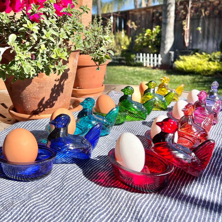 Kitchen One - Wholesale Decorative Plate/Dish/Bowl - Nesting Hen Bowl - SAPHIRE BLUE | Hand Blown Glass 5