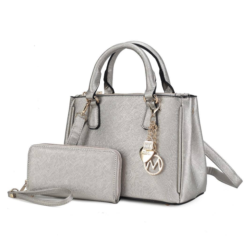 MKF Collection - Wholesale Satchel - Women's - Ruth Vegan Leather Women Satchel Bag with Wallet by Mia K17