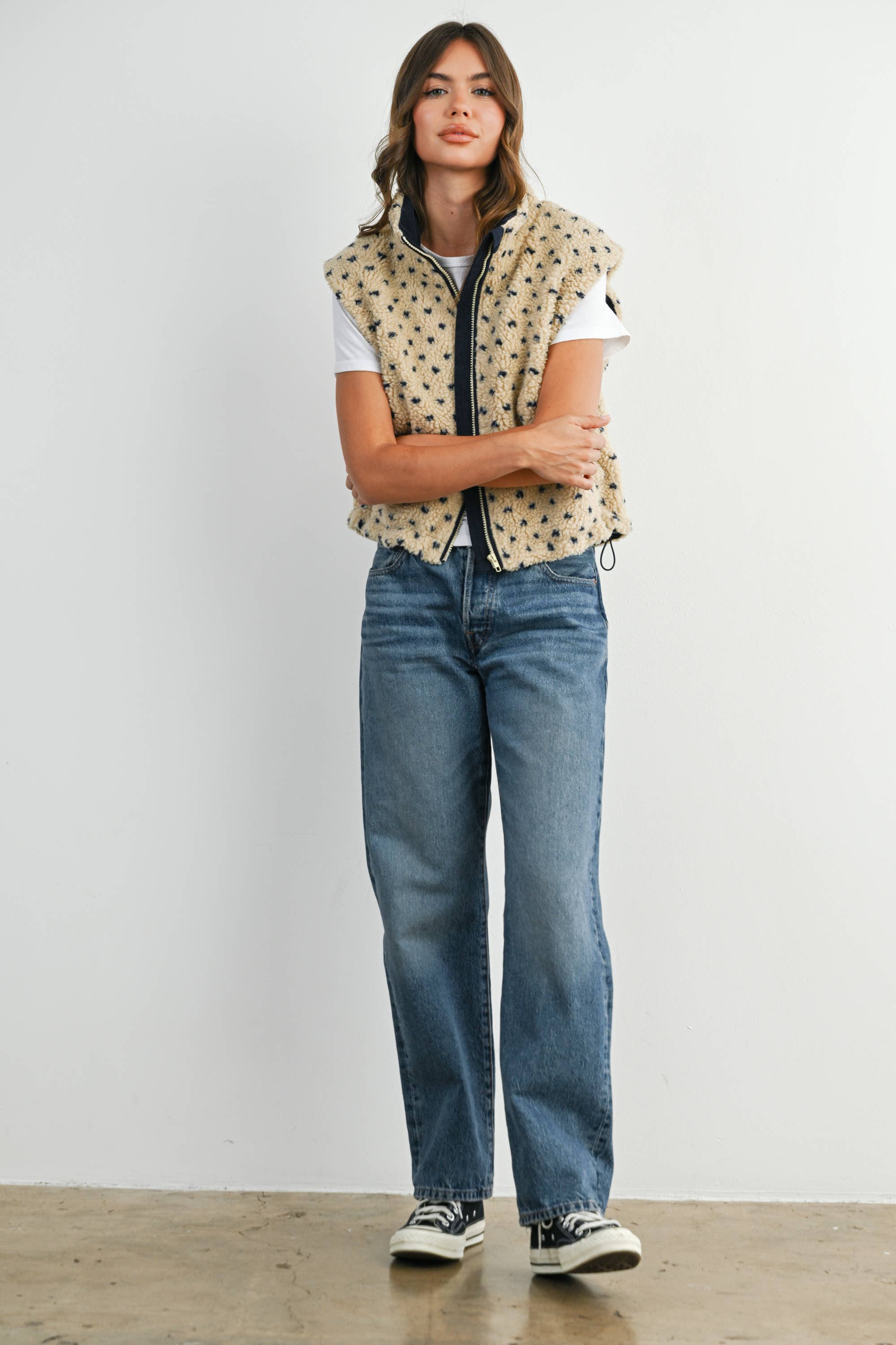 BUTTERMELON - Wholesale Jacket - Women's - Floral Fleece Sleeveless Vest - BMJ784918