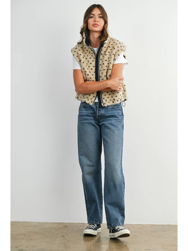 BUTTERMELON - Wholesale Jacket - Women's - Floral Fleece Sleeveless Vest - BMJ784918