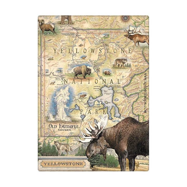 XPLORER MAPS - Vente Aimants - Aimant orignal Carte du parc national de Yellowstone