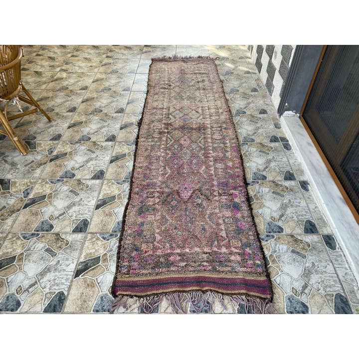 Vintage Herki Tribal Håndlavet Tyrkisk Uldtæppe Løber 3x10 for engroshandel hos Oushak Rugs