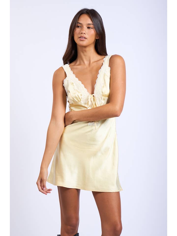 Sky to Moon - Wholesale Dress - Women's - SATIN LACE STRAP V-SHAPE OPEN BACK MINI DRESS15