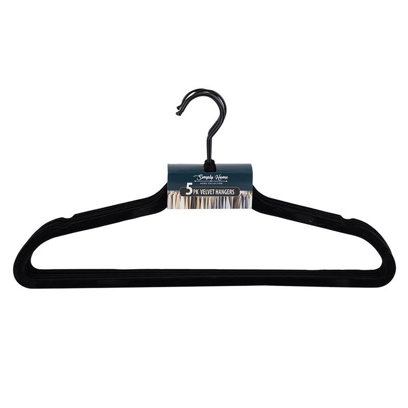 Deluxe Import Trading - Wholesale Clothes Hangers - Velvet Hangers - 18'' - 5 Pack - Non-Slip - Black0