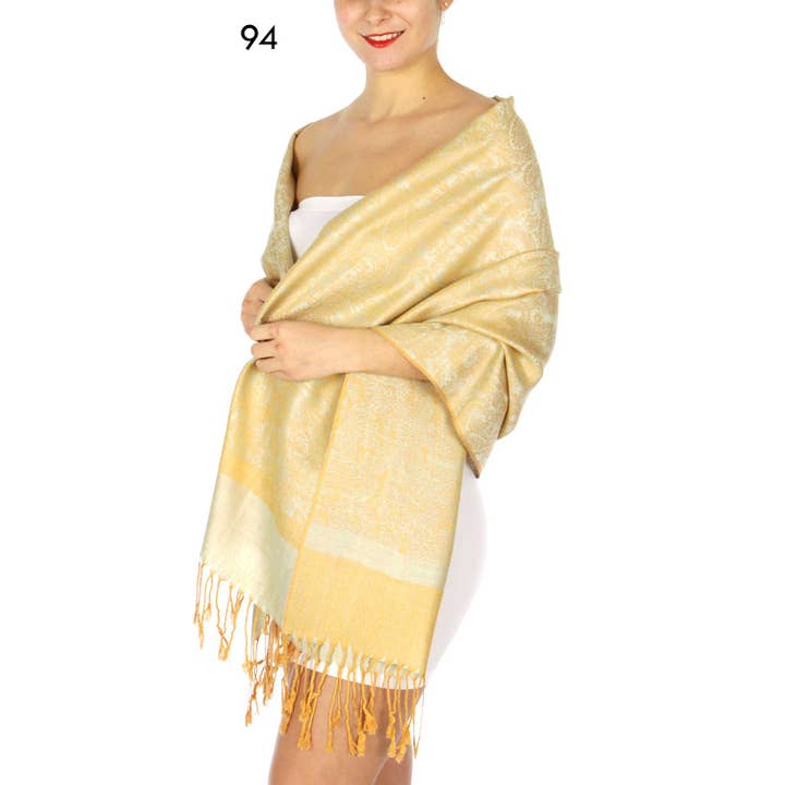 SERENITA – Großhandel Schal – Damen – Jacquard Paisley Pashmina Schal Wendbarer Stola-Wickel4