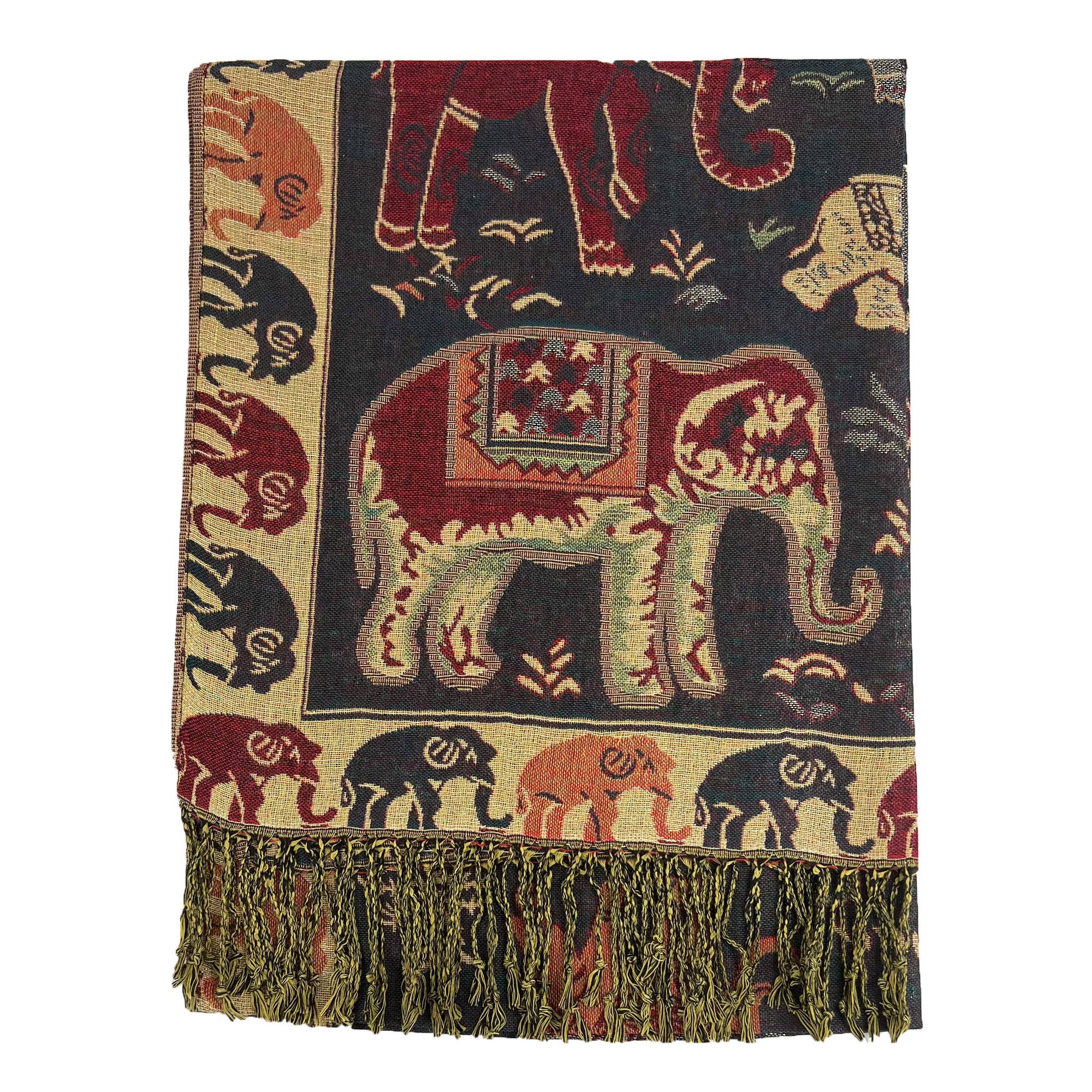 ASSORTED Metallic Pashmina Elephant Pattern GM35 (12PC) for wholesale on Faire0