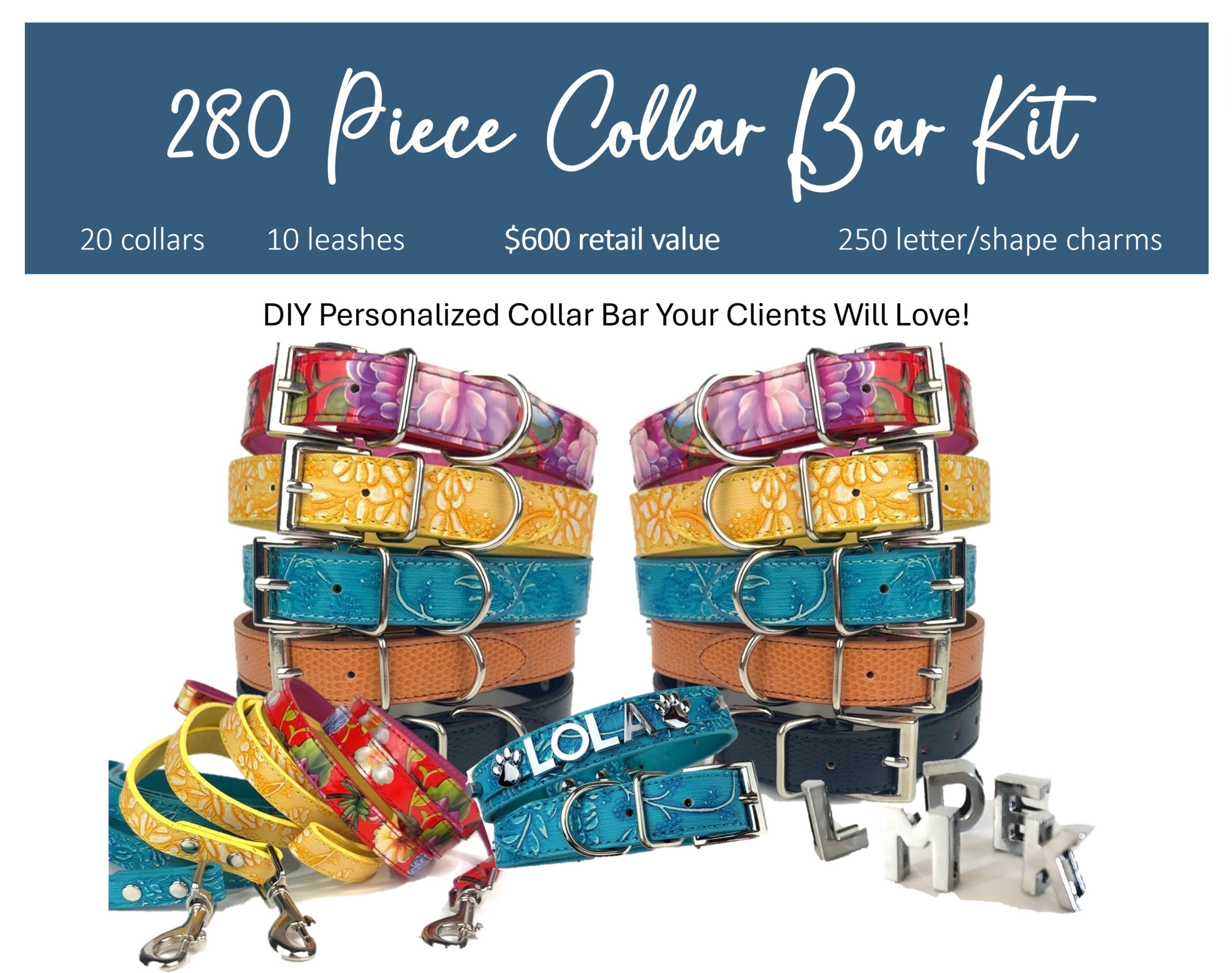 House of FurBaby - Wholesale Pet collar – Cat/dog - DIY Pet Collar Bar Starter Pack- Botanical - 280 Pieces