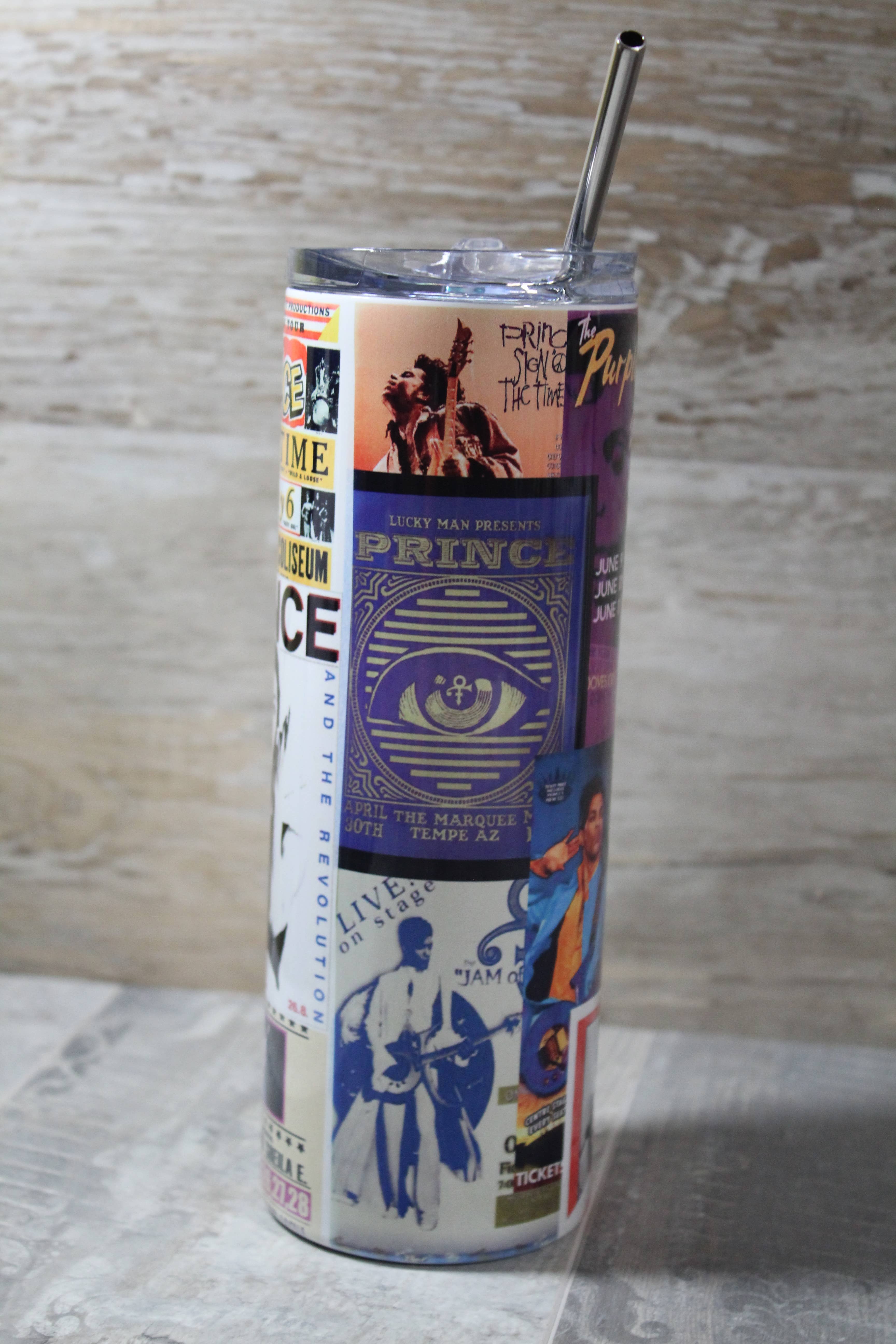 Raven Design - Vente Gourde/bouteille isotherme - Poster de concert Prince, 20 oz, gobelet en acier, affiches rétro1