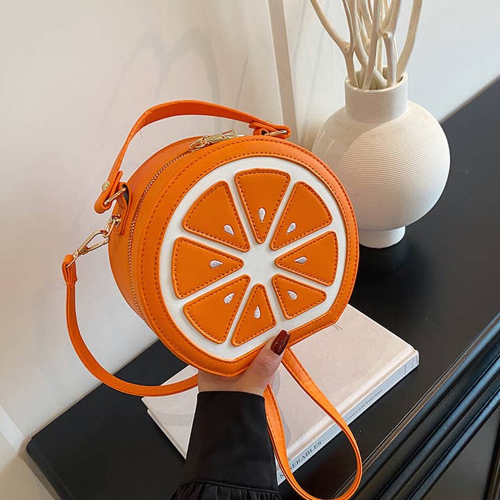 Cartoon Fruit Lemon Handbag Cute Soft Circle Bag for Daily Use for wholesale by SALINA TRADING INC