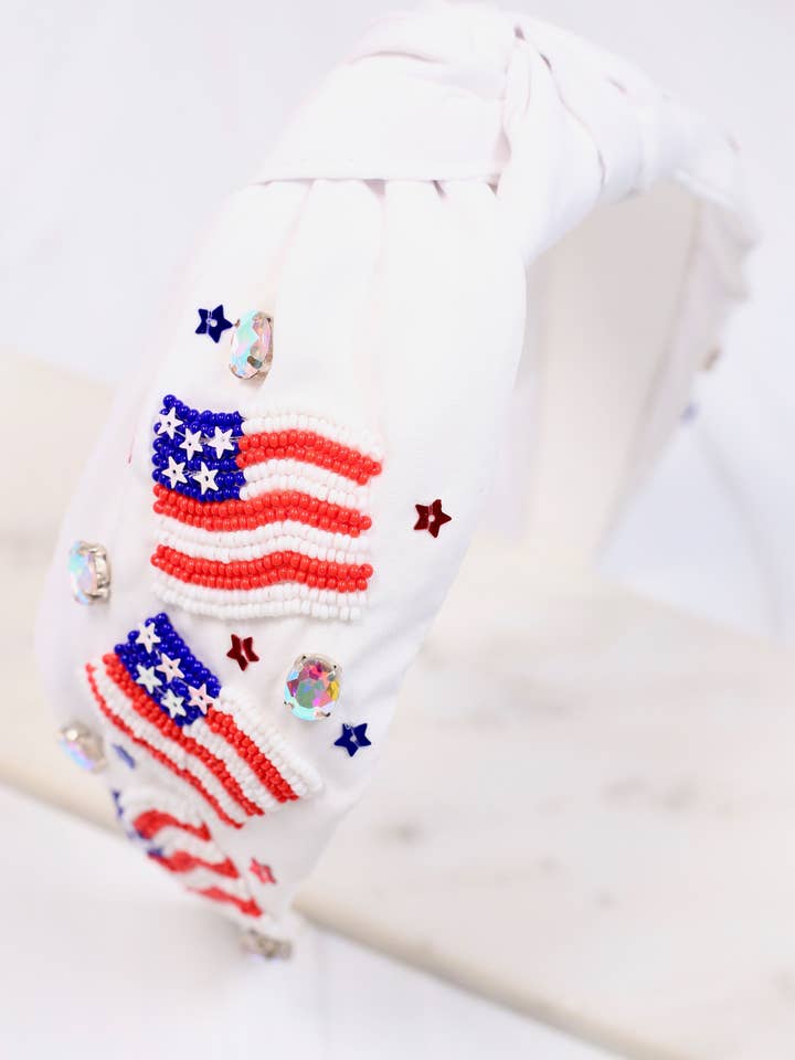 Grand ol' Flag Headband WHITE for wholesale by Caroline Hill