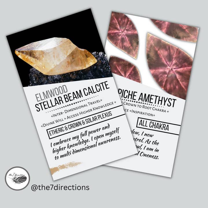 The 7 Directions – Engroshandel Meditationsudstyr – C-F Engros Pakke med 20 krystal betydning kort (ONE DESIGN)