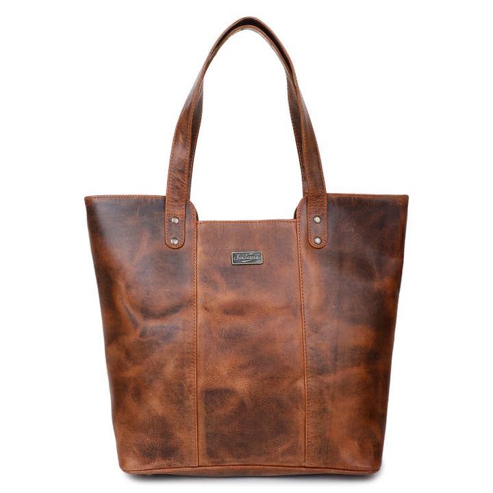 Rustic Leather Women's Tote Bag - Chestnut Brown for wholesale by Sixtease Bags USA