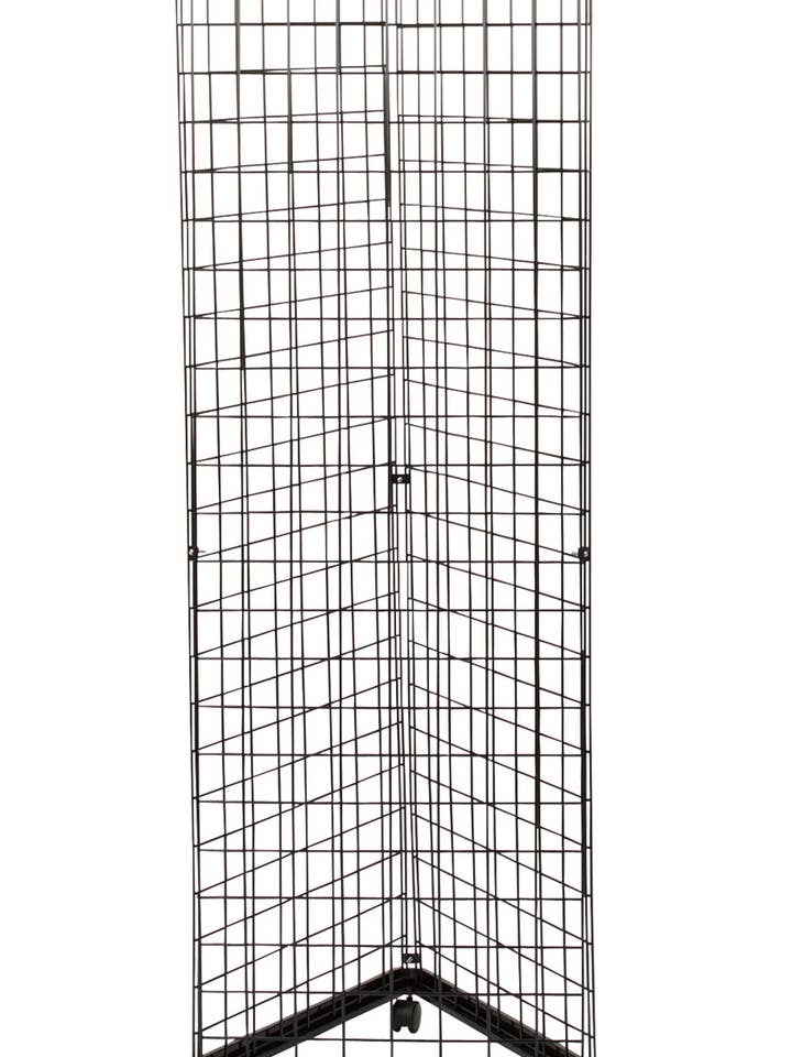 Black Triangle Wire Grid Tower With Base And Casters for wholesale by Store Supply Warehouse