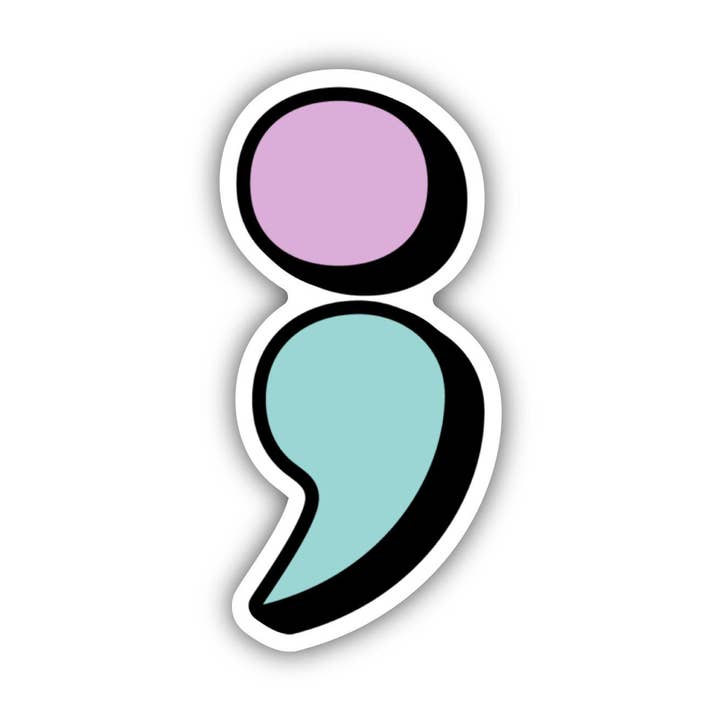 Mental Health Semicolon Sticker for wholesale by Big Moods