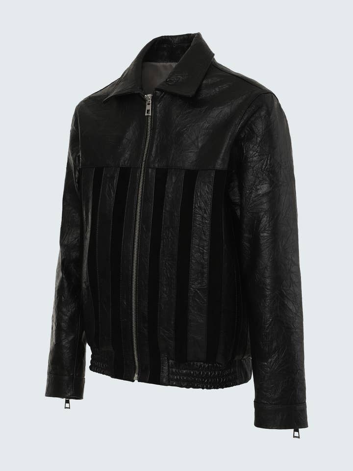 Safari-läderjacka med dragkedja och krage för wholesale av VERA LEATHER DESIGN