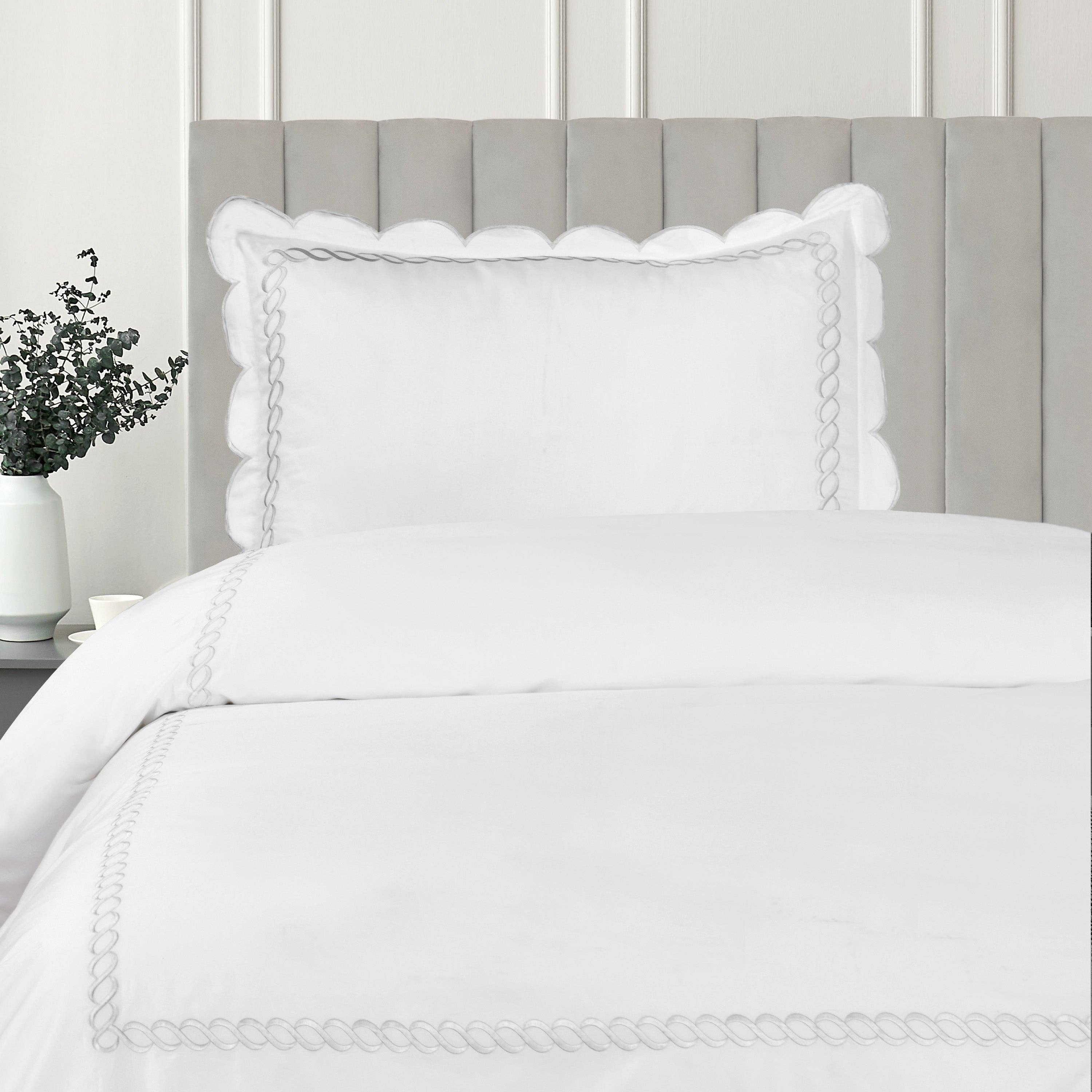 Mélange Home - Wholesale Duvet Cover - 600 Thread Count Scallop Rope Embroidered Cotton Duvet Set9